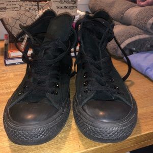 All black high top converse
